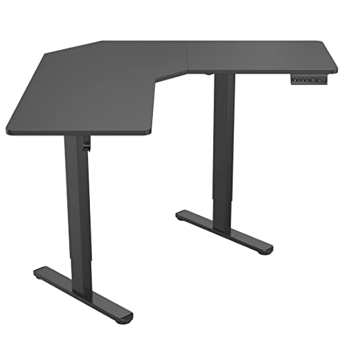 Mount-It! Elektrischer höhenverstellbarer Schreibtisch für Ecken, automatischer Stehpult mit reibungsloser ergonomischer Höhenverstellung von 71,9 cm bis 119,9 cm, großer Schreibtisch, 3