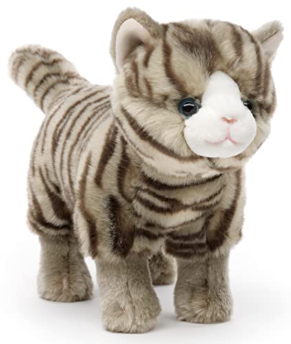 Uni-Toys - Katze grau-getigert, stehend - 35 cm (Länge) - Plüsch-Katze - Plüschtier, Kuscheltier