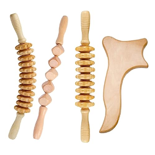 Dawafit 4 Stück/Holztherapie-Massagewerkzeuge für Körperform, Lymphdrainage-Massagegerät, Faszienmassagegerät, Körperrollentherapie