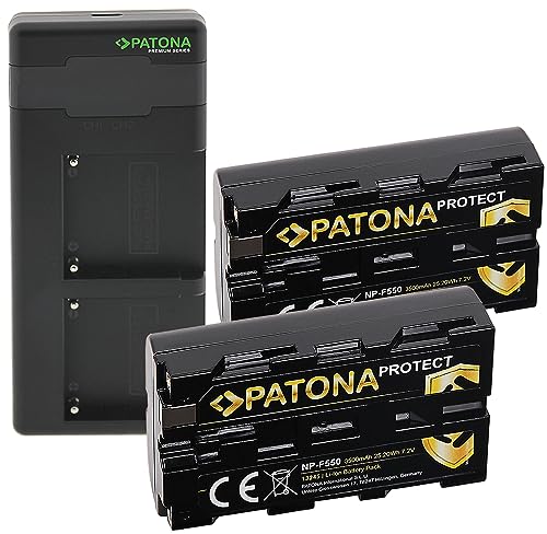 PATONA 2X Protect V1 Akku NP-F550 mit Ladegerät PD Performance Kompatibel mit Sony NP-F970 NP-F750