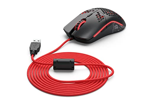Glorious PC Gaming Race Ascended Cable V2, Überarbeitetes PC Kabel für Model O, O-, D, D- Mäuse, Ultraleicht und Flexibel Austauschbar Maus Kabel, PC Gaming Set Geflochtenes Kabel (Crimson Red)
