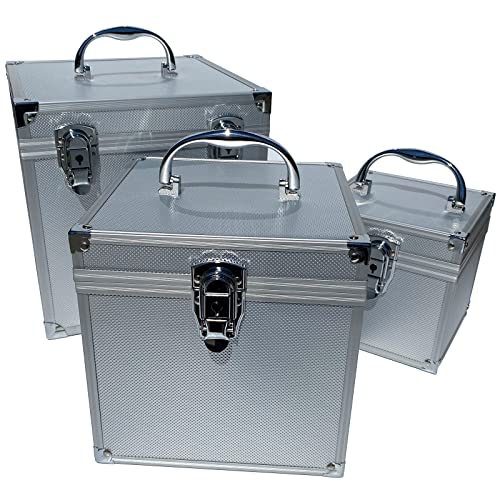 Aluminium Koffer Silber Leer Würfelform Alu Box Werkzeugkoffer 20x20x20 cm mit Rasterschaum