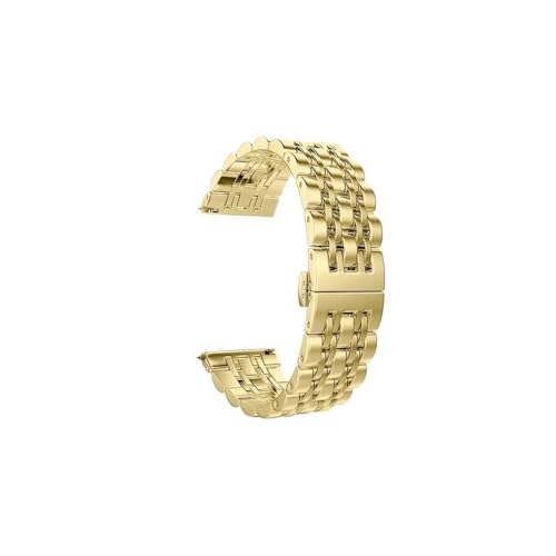 22 mm 20 mm Band for Samsung Galaxy Watch 3 4 5 45 mm Gear S3 46 mm 42 mm Active2 40 44 mm Edelstahlarmband for Amazift BIP 2 GTR (Color : Gold, Size : 20mm)
