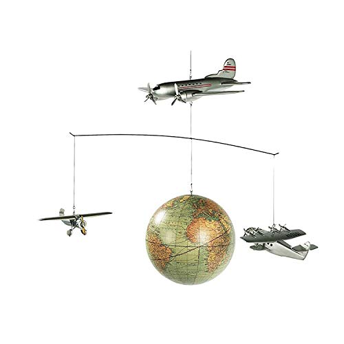 Authentic Models - Mobile Rund um die Welt mit Flugzeugen und Weltkugel im Retrostil
