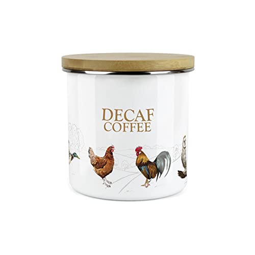 Purely Home Country Farm Decaf Kaffeedose – Weiß Metall Emaille Küche Lebensmittelaufbewahrungsbehälter