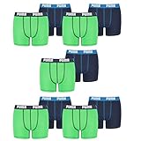 PUMA 10 er Pack Boxer Boxershorts Jungen Kinder Unterhose Unterwäsche, Farbe:686 - Green/Blue, Bekleidung:140