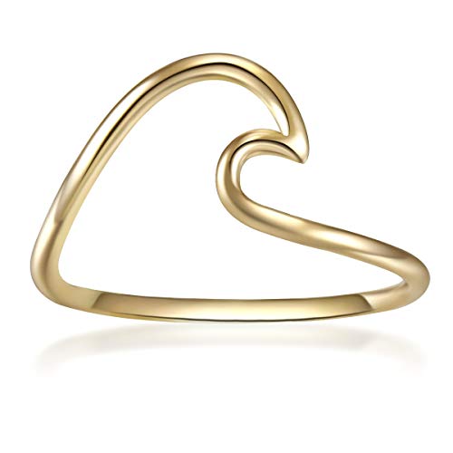Glanzstücke München Damen-Ring Welle Sterling Silber gelbvergoldet - Ring mit Wellen Wellenform Trendsymbol maritim