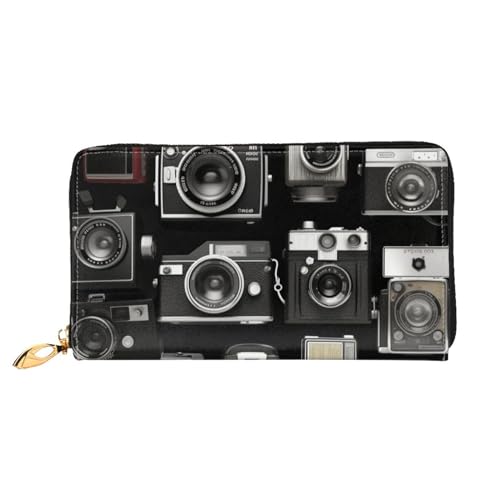 YoupO Retro Cool Kamera Sammlung Brieftasche für Frauen Leder Geldbörse mit Reißverschluss Münztaschen Mode Handtasche Tasche, Schwarz , Einheitsgröße