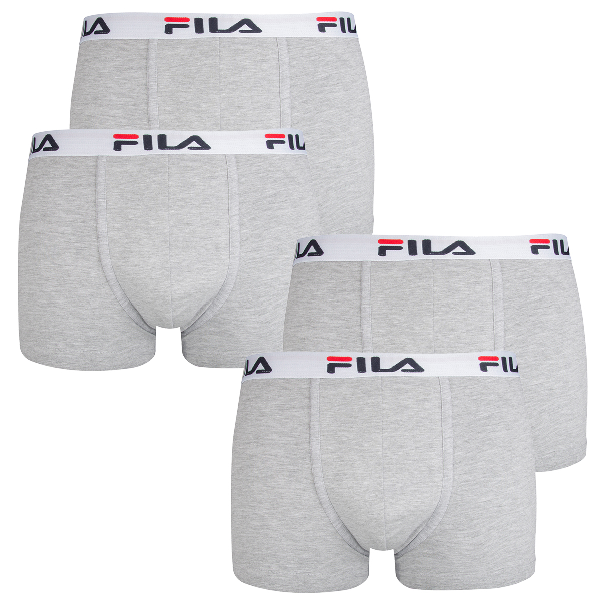 Fila 4er Vorteilspack Herren Boxershorts - Logo Pants - Einfarbig - Bequem - Stretch - viele Farben (Grau, XL - 4er Pack)
