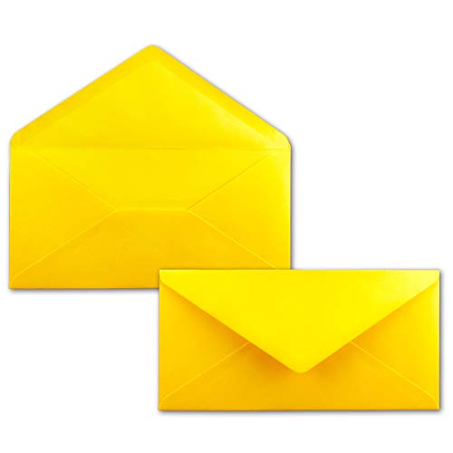 700 Brief-Umschläge Honig-Gelb DIN Lang - 110 x 220 mm (11 x 22 cm) - Nassklebung ohne Fenster - Ideal für Einladungs-Karten - Serie FarbenFroh