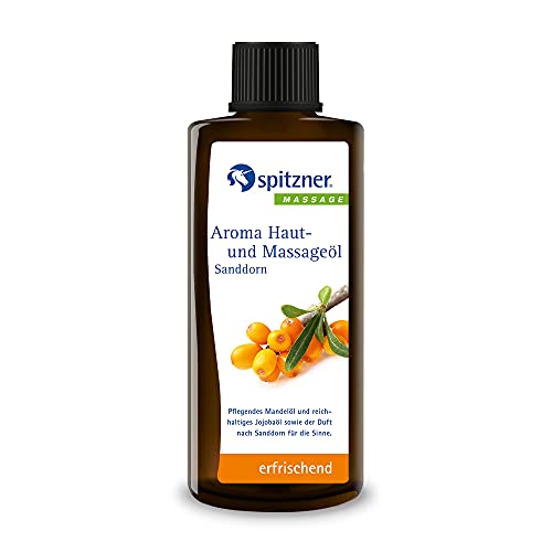 Spitzner Aroma Haut- & Massageöl Sanddorn (190 ml) – aromatisches Massage Öl mit Jojobaöl, Mandelöl & Sanddornduft, ohne Konservierungsstoffe