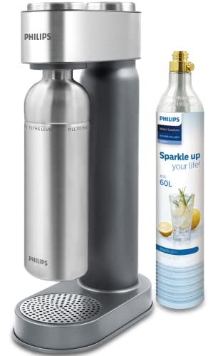 Philips GoZero Soda maker ADD4905SV/10, Grey, 1 L STAINLESS STEEL dishwasher safe water bottle, CO2 cylinder for 60 L