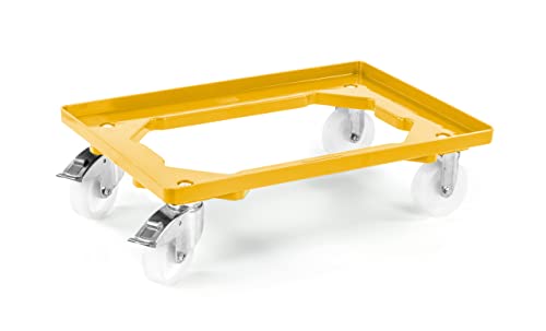 aidB Kunststoff Transportroller Offen - Gelb - mit aidB Kunststoffräder, 2 Lenkrollen und 2 Bremsrollen - Einzel