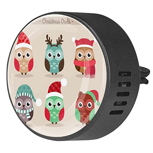 Quniao Christmas Owls 2PCS Custom Car Aromatherapy Air Freshener Diffuser Car Fragrance Diffuser Locket Car Diffuser Vent Clip Apply for Car, Office, Kitchen