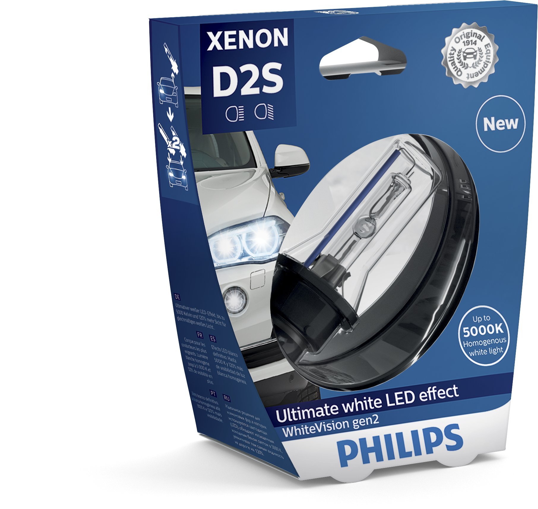Philips 85122WHV2S1 Xenon-Scheinwerferlampe WhiteVision D2S Gen2, Einzelblister