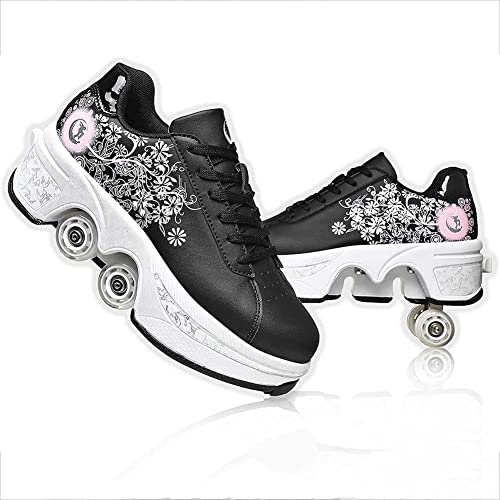 LDRFSE Roller Skate Shoes Rollschuhe Skateboard Schuhe Verstellbar Damen Schuhe Mit Rollen Für Mädchen Retractable Roller Shoes Roller Skates Bequem Und Atmungsaktiv Quad Skates Für Mädchen