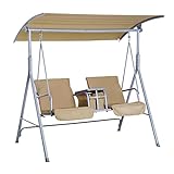 Outsunny Hollywoodschaukel Gartenschaukel Schaukel 2-Sitzer mit Sonnendach Beige 175 x 112 x 165 cm