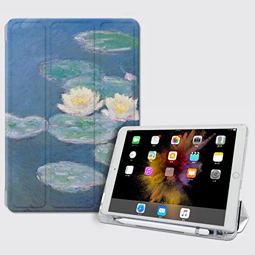 Cecey-jdz Ipad 9.7 Zoll 2018/2017 Hülle Mit Stifthalter - Smart Trifold Stand Schutzhülle Slim Lightweight Case Für Ipad 5./6. Generation 2017/2018 Auto Sleep/Wake Funktion(Seerose Von Monet)