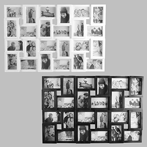 Riyashop 24 Fotos Bilderrahmen Fotorahmen Fotocollage Collage Fotogalerie Bildergalerie (Weiß)