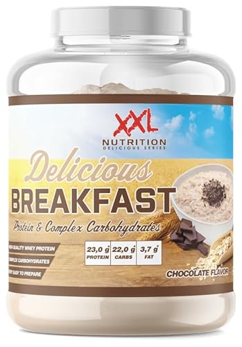 XXL Nutrition - Delicious Breakfast - Perfektes Frühstück, Hochwertiges Molkenproteinkonzentrat (23,3g), 6 Komplexen Kohlenhydrate (22,5g), Frühstücksbrei - 1000 Gramm - Schokolade