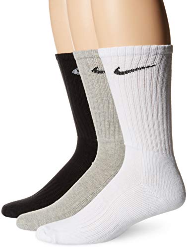 Nike U NK V CUSH CREW-3P Value Socks, Grey Heather/(Black)/White/(bl, S