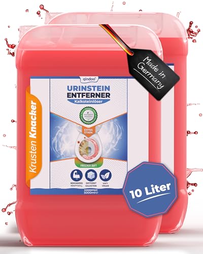 Qindoo Urinsteinentferner Extra Stark, Profi Kalkentferner, Urinstein-Löser kraftvoller Krustenknacker für WC, Urinal und Bad (10 Liter)