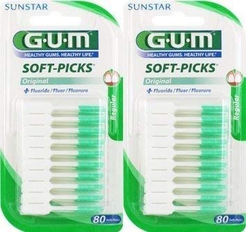 SunStar GUM SOFT-PICKS Interdentalbürsten, 80 Stück regular, 2er Vorteilspack (2x 80 Stück)