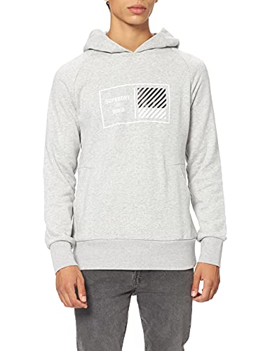 Superdry Mens Train CORE Hood Hooded Sweatshirt, Grey Marl, Medium