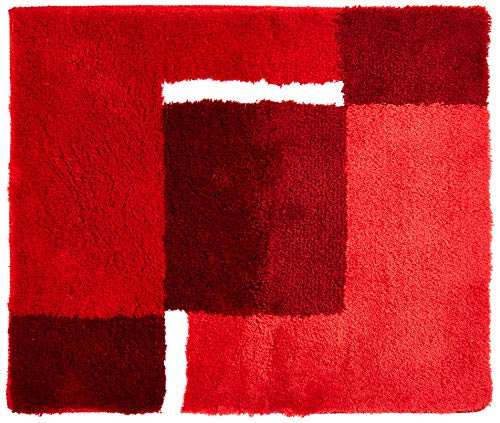 Kleine Wolke 4598453225 Dakota Badteppich Polyacryl rot/grau, Rot/Grau, 55 x 65 cm
