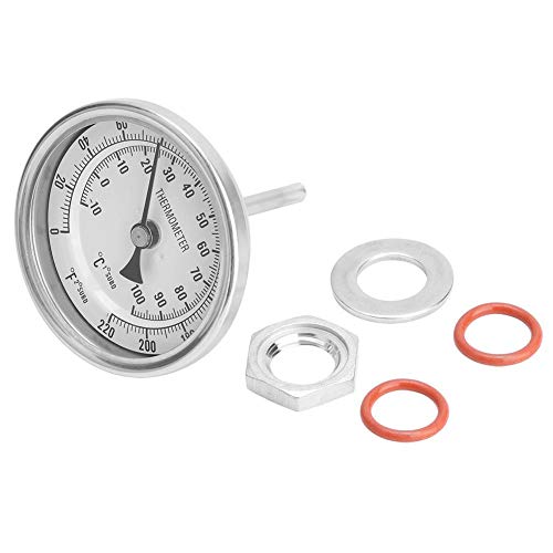 Caredy Zeigerthermometer, 1/2"MNPT 0~220F Schweißfreies Bimetall-Thermometer-Kit Kesselthermometer für Kessel, Suppentöpfe, Fermenter usw