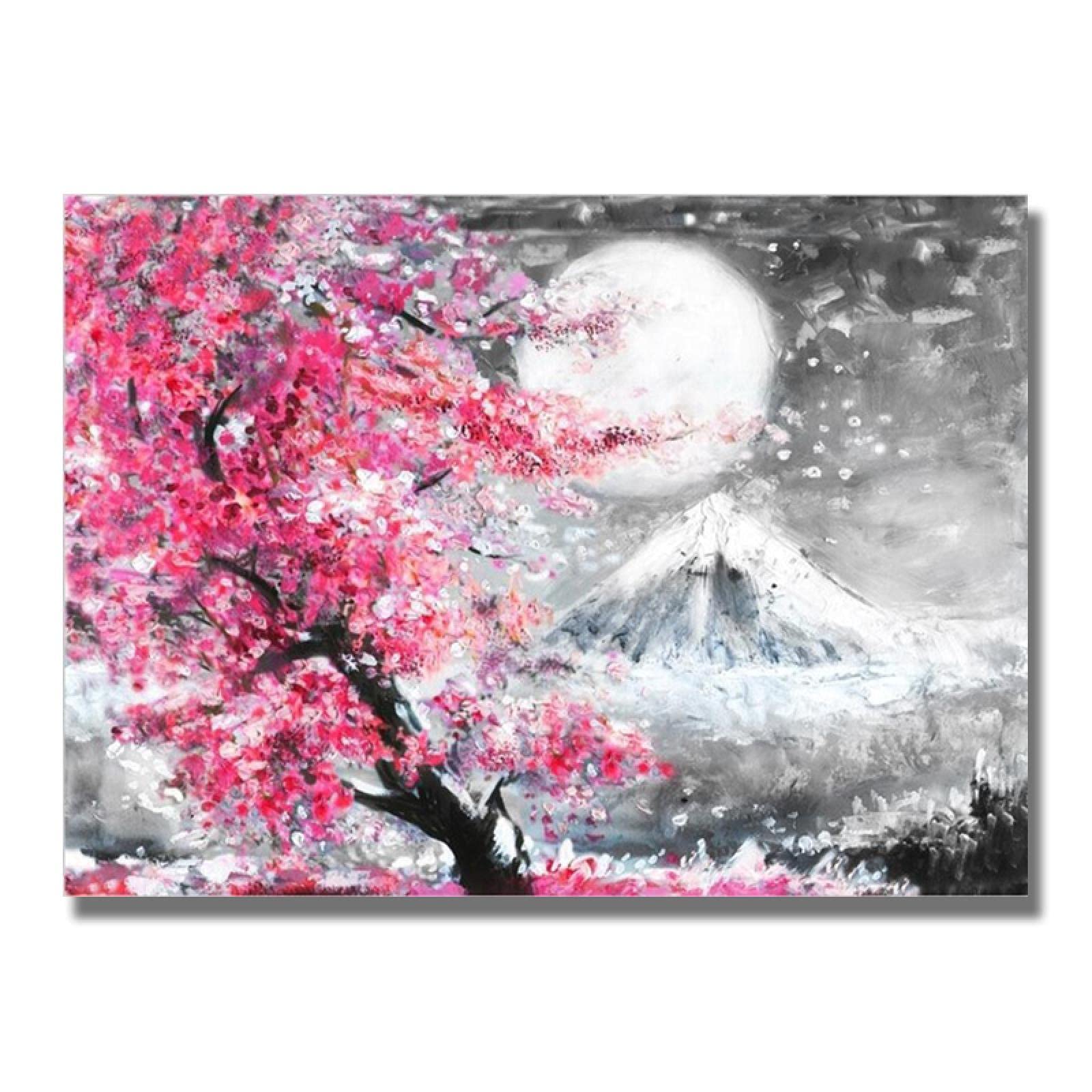 Mount Cherry Blossom Landscape Japan Leinwand Malerei Poster und Drucke Wandkunst Bild für Wohnzimmer Deoration 70x100cm rahmenlos