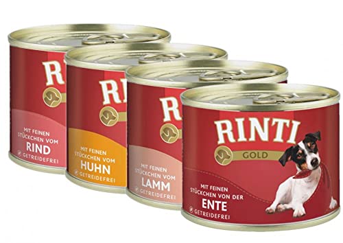 Rinti Gold Multipack 48 x 185 g mit Ente, Huhn, Lamm und Rind