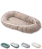 ULLENBOOM Babynest - 100% OEKO-TEX Materialien & Made in EU, Sand - Babynestchen Neugeborene aus kuscheliger Baumwolle, Ideal als Reisebett & Kuschelnest geeignet