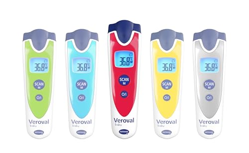 Veroval baby Infrarot-Thermometer Rot, Berührungslose und Geräuschlose Messung, Körpertemperatur, Objekttemperatur, Umgebungstemperatur, schnelle Messung, einfache Handhabung