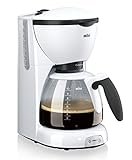 Braun Household CaféHouse PurAroma Kaffeemaschine KF 520/1 – Filterkaffeemaschine mit Glaskanne für 10 Tassen Kaffee, Kaffeezubereiter für einzigartiges Aroma, 1100 Watt, weiß