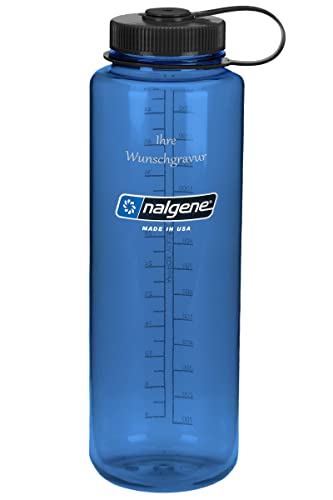 Nalgene Flasche 'Everyday Weithals' Silo - 1,5 L (blau, mit Namensgravur, 1,5 Liter, 1,5 Liter)