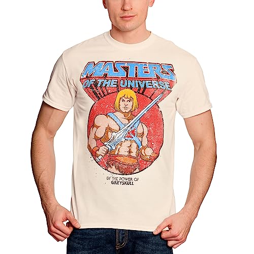 Elbenwald Masters of The Universe T-Shirt mit He-Man Vintage Motiv für Herren Damen Unisex Baumwolle Creme - XL