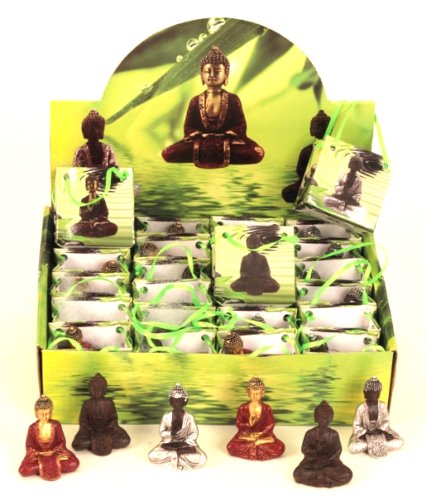 24 Buddha Figuren je ca. 5cm Asiatische Figuren im Display und Geschenktüte