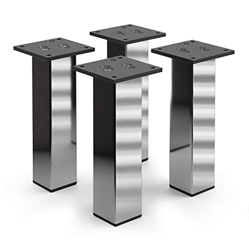 sossai® Exklusiv - Aluminium Möbelfüße | E4MF-N | 4er Set | Höhe: 200mm | Farbe: Chrom