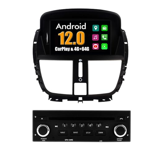 Roverone Android System 7 Zoll Autoradio GPS für Peugeot 207 mit Navigation Radio Stereo DVD Bluetooth SD USB Touch Bildschirm