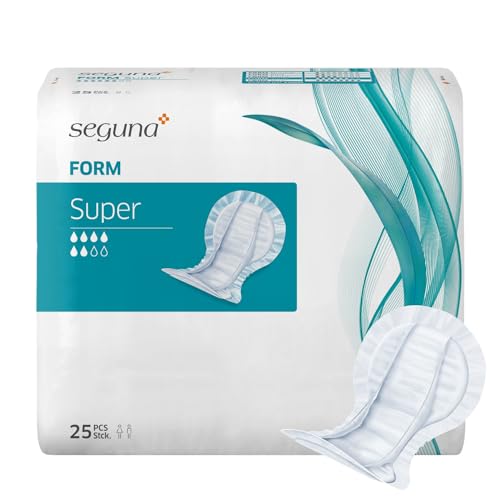 SEGUNA Form Super, Inkontinenzvorlagen für Frauen und Männer, Anatomische Vorlagen bei mittlerer Inkontinenz, Stuhlinkontinenz (Beutel (25 Stück))