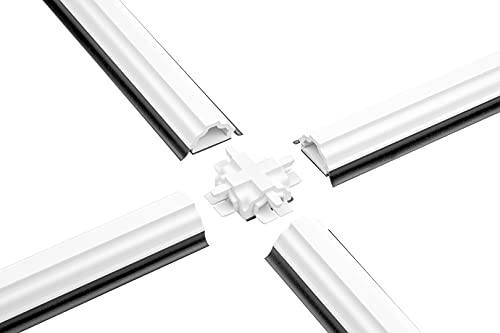 HEXIM Fenstersprossen & Kreuzverbinder weiß - Glassprossen aus PVC Kunststoff selbstklebende, Dichtungslippe in grau und schwarz - HJ GL2313(2000x23x13mm, schwarze Lippe)