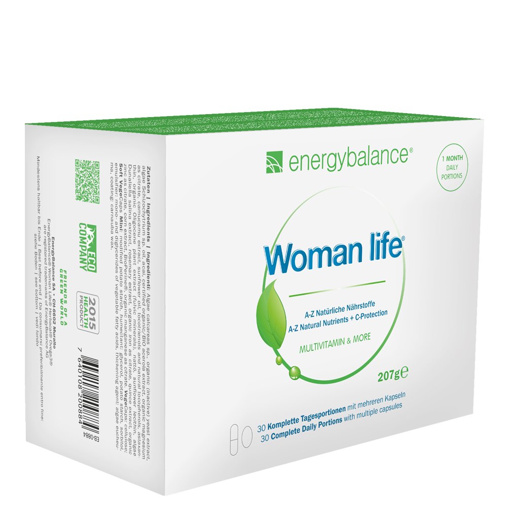 Woman life A-Z - Mineralien und Multivitamine Frau - Natürliche Nährstoffe - natürliche Super-Antioxidantien - Vegan - GVO-frei - 100% frei von Zusatz- und Hilfsstoffen - 30 Komplette Tagesportionen