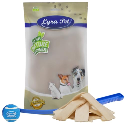 Lyra Pet® 5 kg Kauchips aus Büffelhaut zur Zahnflege Dentasnack + Ballschleuder