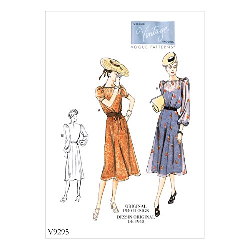 Vogue Patterns V9295A50 Dress Damenkleid, Tissue, Orange, 6-8-10-12-14