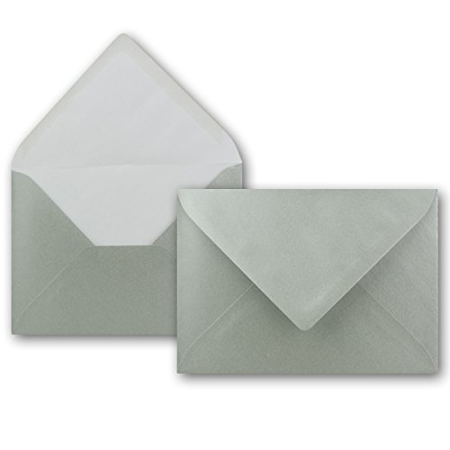 100 Brief-Umschläge - Silber Metallic - DIN C6-114 x 162 mm - Kuverts mit Nassklebung ohne Fenster für Gruß-Karten & Einladungen - Serie FarbenFroh®