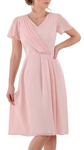 CARLA MORENO Damen Malwina Kleid Hochzeitsfeier elegant Abendkleid festlich für Hochzeit übergröße Kleider lang midikleid Party cocktailkleid 3/4-Ärmel Große Größen