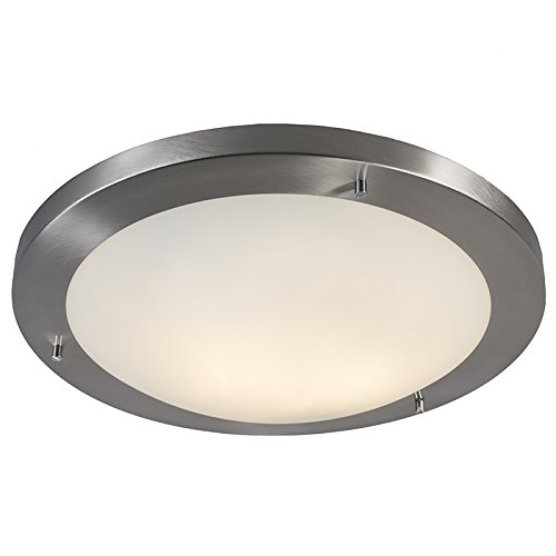 QAZQA - Design Moderne Außen Deckenleuchte | Deckenlampe | Lampe | Leuchte Stahl | Silber | nickel matt 41 cm IP44 - Yuma | Außenbeleuchtung | Schlafzimmer - Stahl Rund - LED geeignet E27