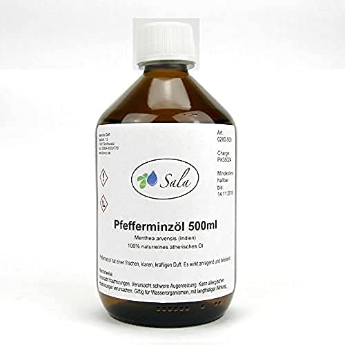 Sala Pfefferminzöl mentha arvensis ätherisches Öl naturrein 500 ml Glasflasche