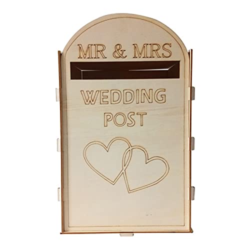 Fiacvrs Briefkasten aus Holz für Hochzeit, zum Selbermachen, für Empfang, Hochzeitstag, Party, Dekoration (Holzfarbe)